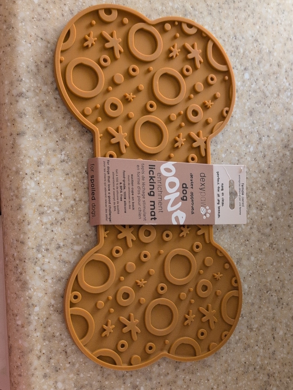 Dexypaws Bone-Shaped Enrichment Licking Mat in Mustard New In Package